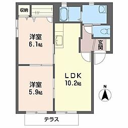 シャーメゾン・バッハA 2LDKの間取図画像
