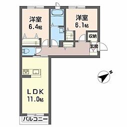 シャーメゾングランデージ1 2LDKの間取図画像