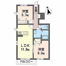メゾンリーブルD 2LDKの間取図画像