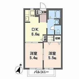 アルカンシェルC 2DKの間取図画像