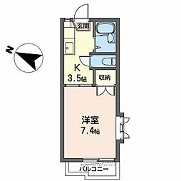 サンライズヒル・セキ 1Kの間取図画像