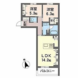 サンシャインSTN 2LDKの間取図画像