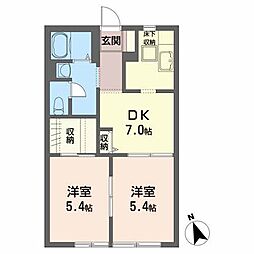 シャーメゾン木戸B 2DKの間取図画像