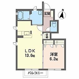 シャーメゾンさくらB 1LDKの間取図画像