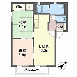 プリモアール大宮・B 2LDKの間取図画像
