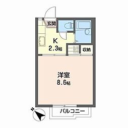 ブルーハイツ 1Kの間取図画像