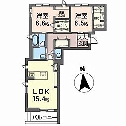 ラ・ルーチェ台原 2LDKの間取図画像
