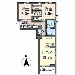 Marcia台原 2LDKの間取図画像