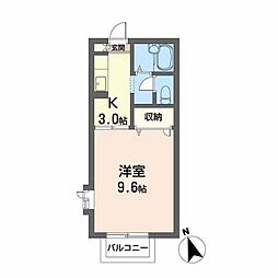 サニーハイツF・P 1Kの間取図画像