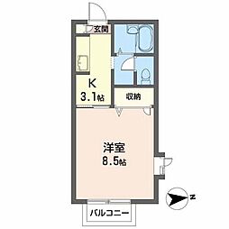 プラムウインズ316 1Kの間取図画像