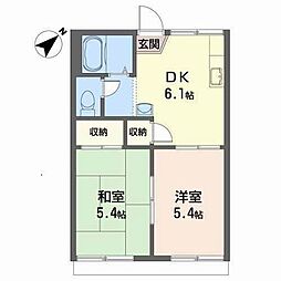 中山グリーンハイツ 2DKの間取図画像