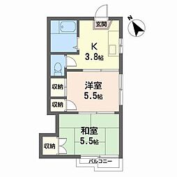 ルネカツヤマ 2Kの間取図画像