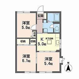 シャトー川平 3Kの間取図画像