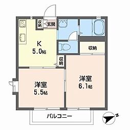 パストラーレ吉成 2Kの間取図画像
