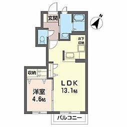イーストヴィレッジA 1LDKの間取図画像