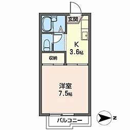 ラヴェンダーハウス 1Kの間取図画像