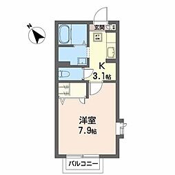 ジュネス国見 1Kの間取図画像