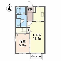 アヴニール山鳥A 1LDKの間取図画像