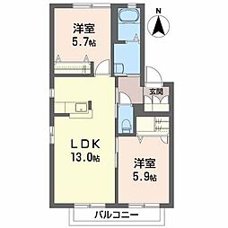ハイツ・サンリリィ 2LDKの間取図画像