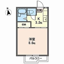 パークアベニュー 1Kの間取図画像