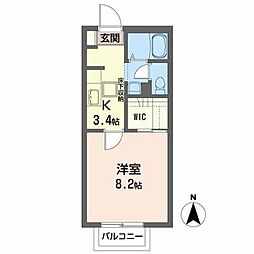パテオ 1階1Kの間取り