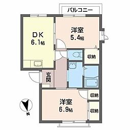 ドエル2 2DKの間取図画像