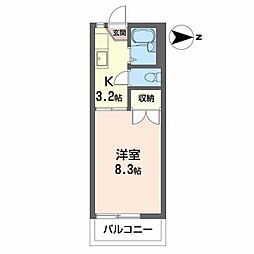 カーム・クウォーターA 1Kの間取図画像