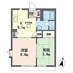 アーバンハイツマツキ 2DKの間取図画像