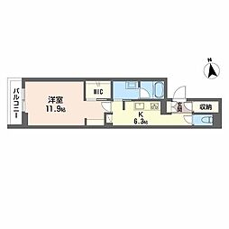 ロッシェ榴岡 1Kの間取図画像