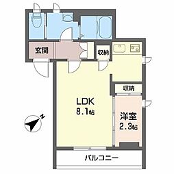 クレールG 1LDKの間取図画像