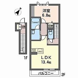 LaLino 1LDKの間取図画像