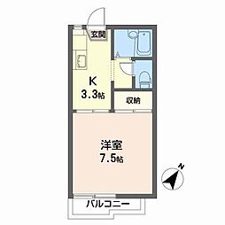 コーポ青山K 1Kの間取図画像