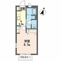 元町弍番館 1Kの間取図画像