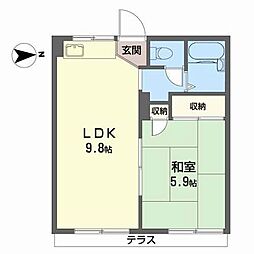 グレースT・E-1 1LDKの間取図画像