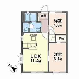 ディアコート 2LDKの間取図画像