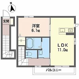 AO 1LDKの間取図画像