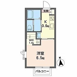 プリーマK 1Kの間取図画像