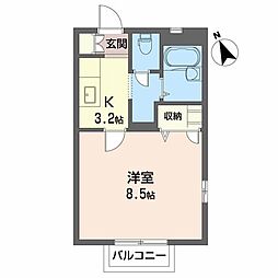 ヴィエナ 1Kの間取図画像