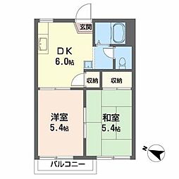 ハイツベルストーン 2DKの間取図画像