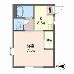 コートカノン 1階1Kの間取り