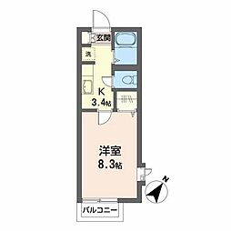 タートルヒルズB 1Kの間取図画像