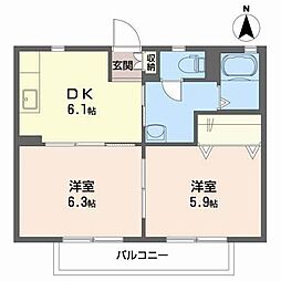 ショコラハウス2 2Kの間取図画像