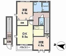 ソラティーオ1 2DKの間取図画像