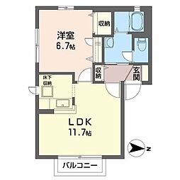 パル・ウッド 1LDKの間取図画像
