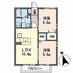アステールアゴラー1 2LDKの間取図画像