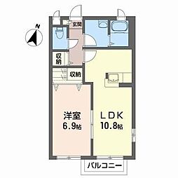 Saison・メルベイユ 1LDKの間取図画像