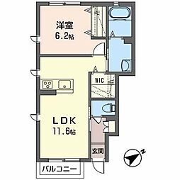 シャルムメゾン 101 1階1LDKの間取り