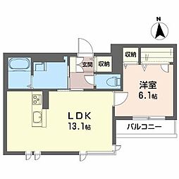 ベレオ大街道 1LDKの間取図画像