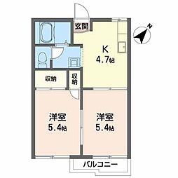 ツイング57 2階2Kの間取り