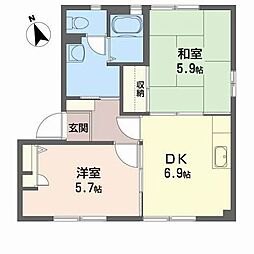 シャーメゾンKATO・1 2DKの間取図画像